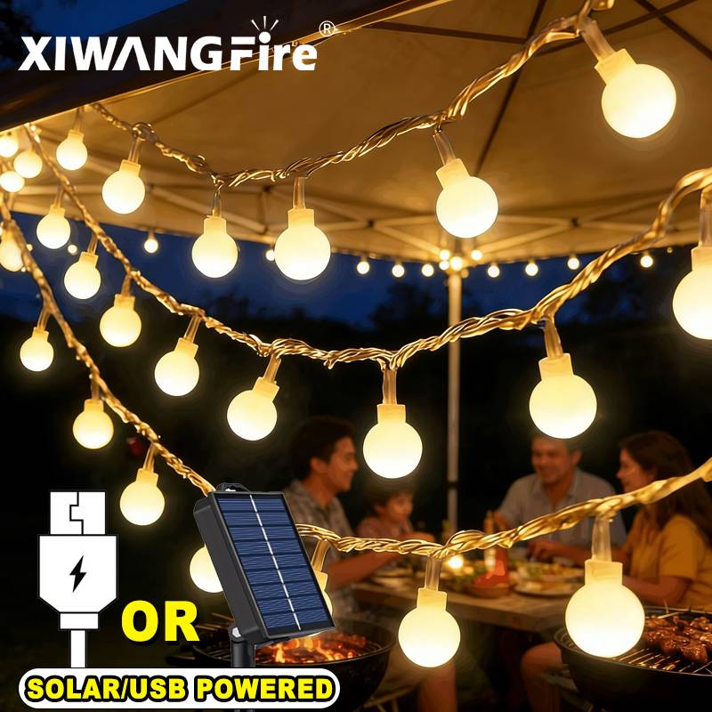 Outdoor Adventure Trips - ไฟประดับโซลาร์เซลล์/USB/แบตเตอรี่ 3-10 เมตร, ไฟ LED ลูกบอลทรงกลม,