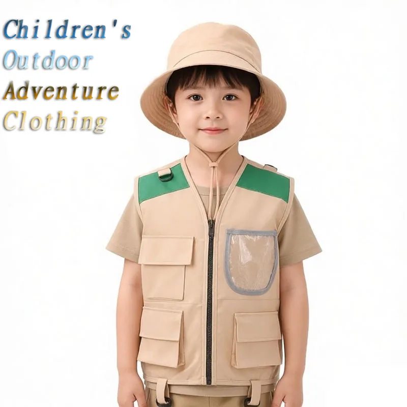 Outdoor Adventure Kit For Kids - ชุดฮาโลวีนสำหรับเด็ก หมวกนักสำรวจ เสื้อกั๊ก ชุดแต่งกายสำหรับเล่นเกม ดีไซน์สไตล์คาร์โก้ ชุดผจญภัยกลางแจ้งสำหรับเด็ก