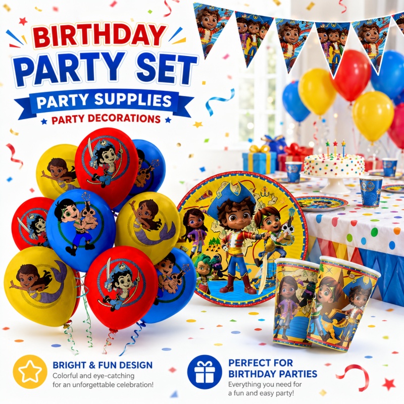 Outdoor Adventure Birthday Party - ซานติอาโก ออฟ เดอะ ซีส์ ชุดตกแต่งงานวันเกิด ธีมโจรสลัด
