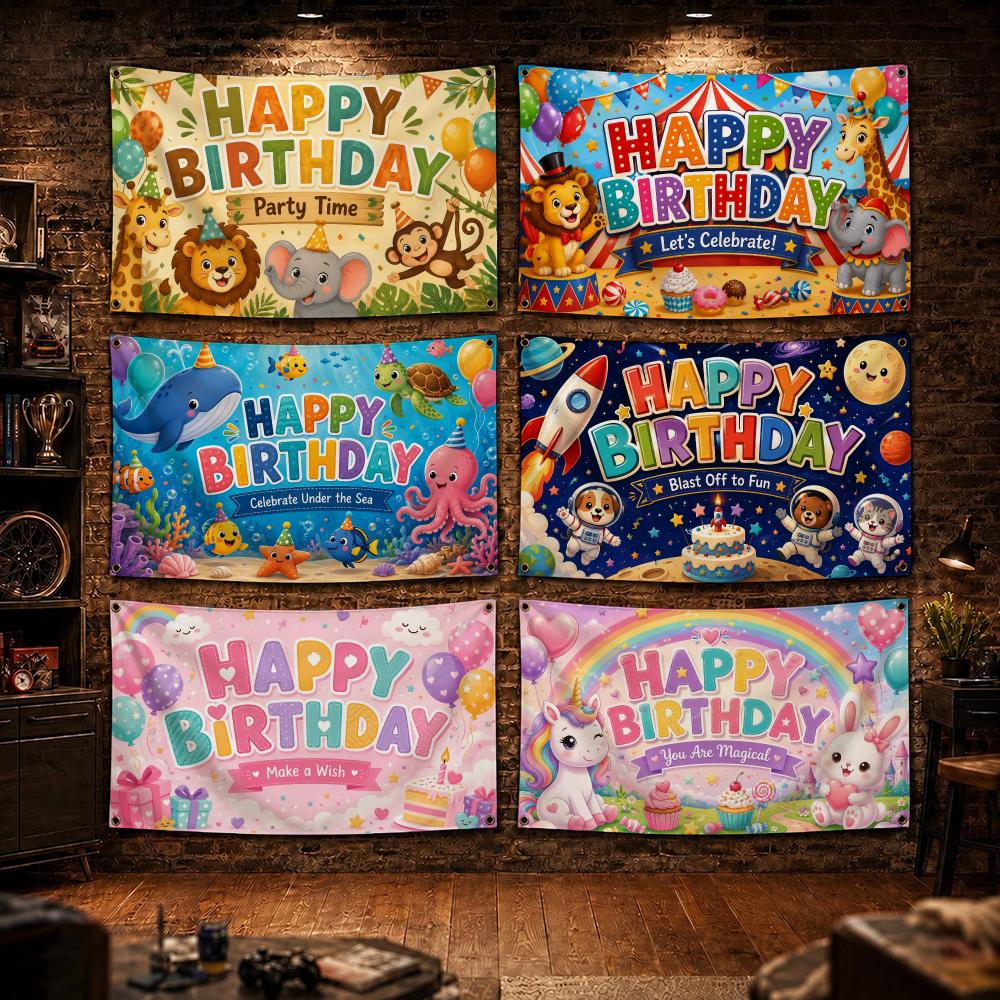 Outdoor Adventure Birthday Party - ธงปาร์ตี้วันเกิดแนวผจญภัย ธงสำหรับตกแต่งห้องนอน ของตกแต่งบ้าน ของตกแต่งกลางแจ้ง ของตกแต่งโรงรถ ธง