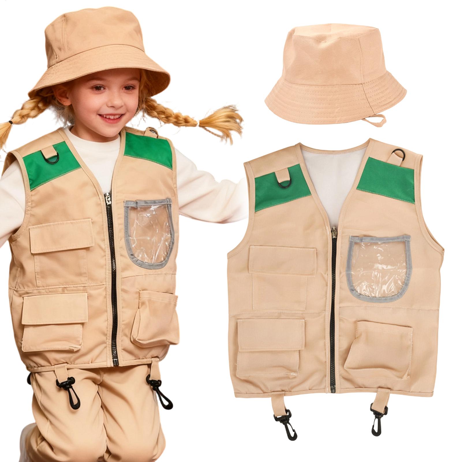 Outdoor Adventure Kit For Kids - ชุดนักสำรวจซาฟารีสำหรับเด็ก ชุดเล่นบทบาทผจญภัยกลางแจ้ง เสื้อกั๊กและหมวกนักสำรวจสำหรับเด็กชายและเด็กหญิง สำหรับตกปลาและตั้งแคมป์