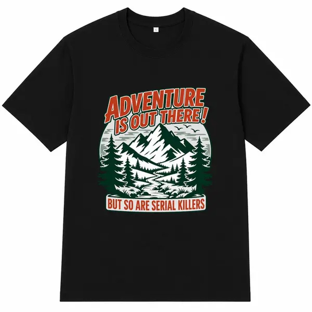 เสื้อยืดสีดำพิมพ์ลายตัวอักษรแน - Outdoor Adventure Outfit บทวิจารณ์และราคา