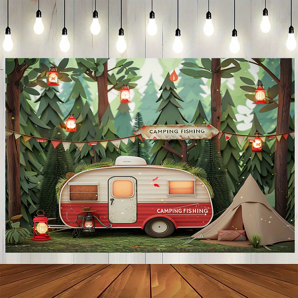 แบนเนอร์ธีมป่าตั้งแคมป์โพลีเอส - Outdoor Adventure Birthday Party บทวิจารณ์และราคา