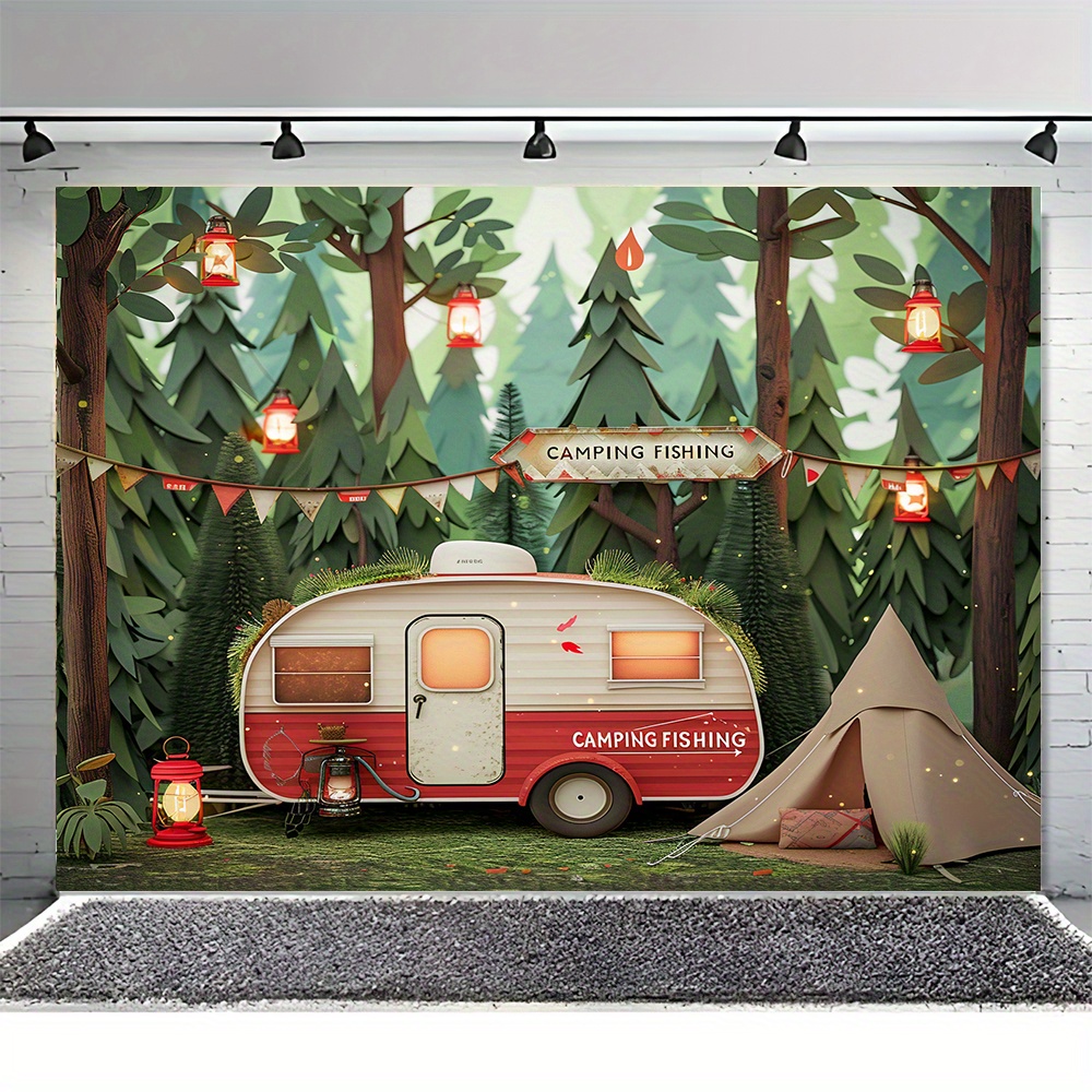 แบนเนอร์ธีมป่าตั้งแคมป์โพลีเอส - Outdoor Adventure Birthday Party บทวิจารณ์และราคา