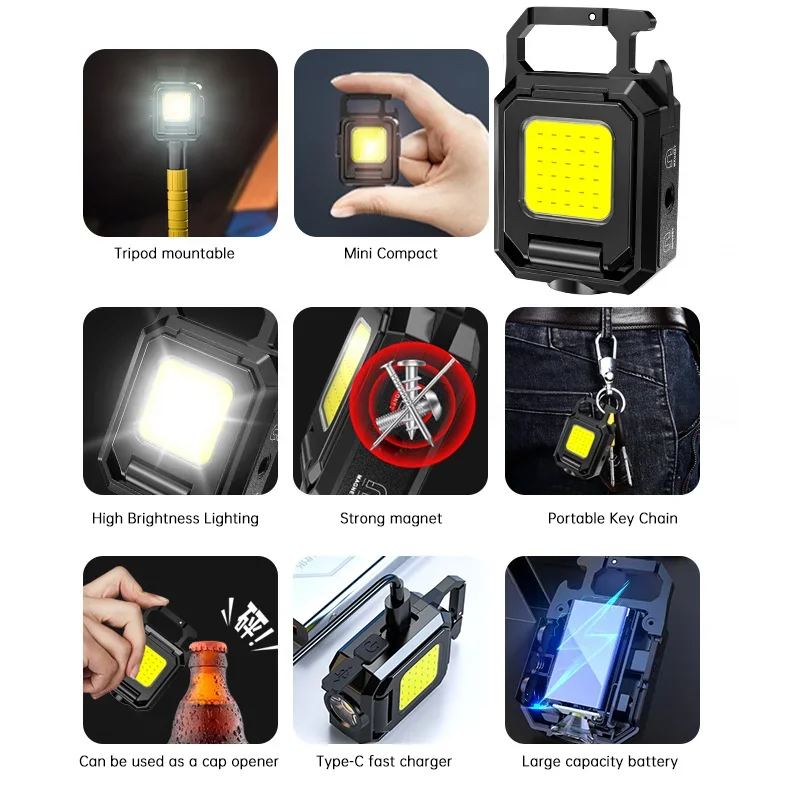 ไฟฉายขนาดเล็กพวงกุญแจไฟ COB ไฟ - Outdoor Adventure Trips บทวิจารณ์และราคา