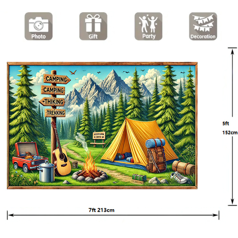 พื้นหลังการตั้งแคมป์และการผจญภ - Outdoor Adventure Birthday Party บทวิจารณ์และราคา