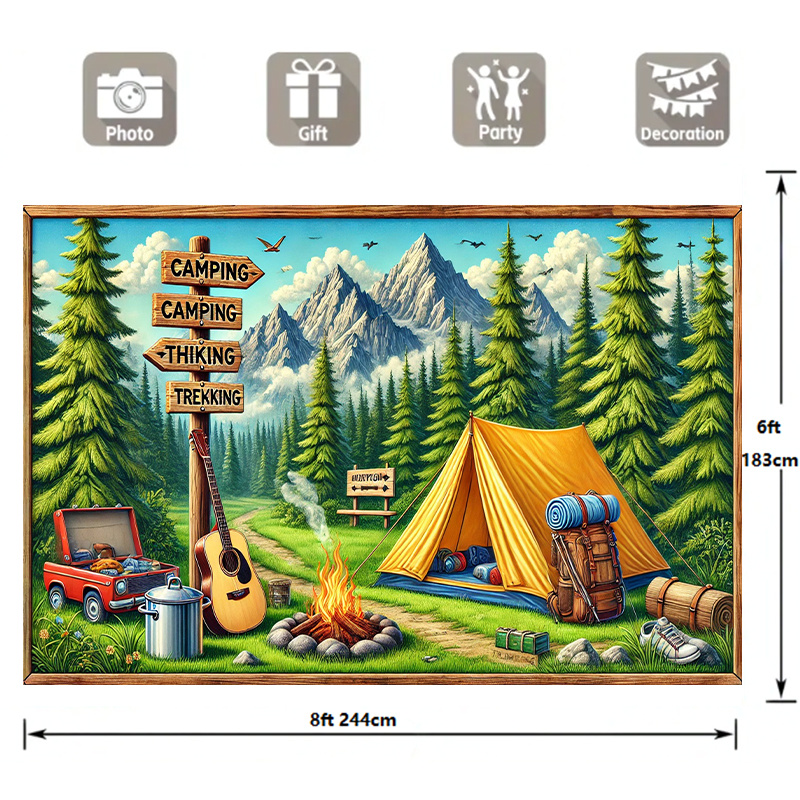 พื้นหลังการตั้งแคมป์และการผจญภ - Outdoor Adventure Birthday Party บทวิจารณ์และราคา